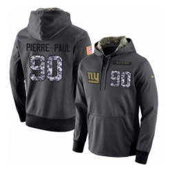 NFL Mens Nike New York Giants 90 Jason Pierre Paul Stitched Black Anthracite Salute to Service Player Performance Hoodie