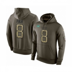 Football Mens New York Jets 8 Luke Falk Green Salute To Service Pullover Hoodie