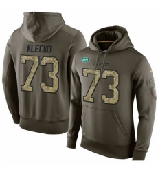 NFL Nike New York Jets 73 Joe Klecko Green Salute To Service Mens Pullover Hoodie