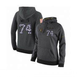 Football Womens Oakland Raiders 74 Kolton Miller Stitched Black Anthracite Salute to Service Player Performance Hoodie