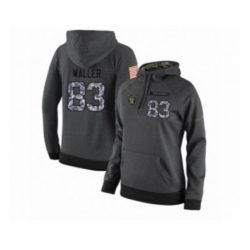 Football Womens Oakland Raiders 83 Darren Waller Stitched Black Anthracite Salute to Service Player Performance Hoodie