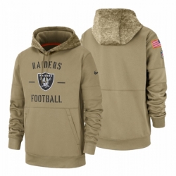 Mens Oakland Raiders 2019 Salute to Service Tan Sideline Therma Pullover Hoodie