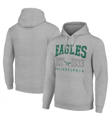 Men Philadelphia Eagles Grey Throwback Logo Pullover Hoodie