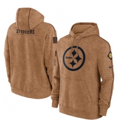 Men Pittsburgh Steelers 2023 Brown Salute To Service Pullover Hoodie