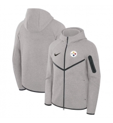 Men Pittsburgh Steelers Gray Tech Fleece Full Zip Windrunner Hoodie Men Pittsburgh Steelers Gray Tech Fleece Full Zip Windrunner Hoodie