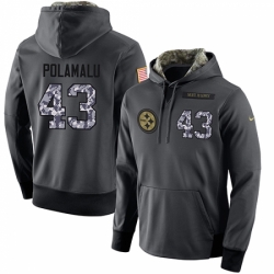 NFL Mens Nike Pittsburgh Steelers 43 Troy Polamalu Stitched Black Anthracite Salute to Service Player Performance Hoodie