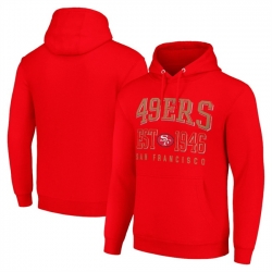 Men San Francisco 49ers Red Throwback Logo Pullover Hoodie