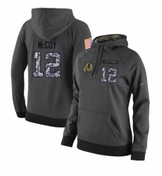 NFL Womens Nike Washington Redskins 12 Colt McCoy Stitched Black Anthracite Salute to Service Player Performance Hoodie