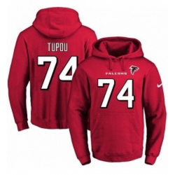 NFL Mens Nike Atlanta Falcons 74 Tani Tupou Red Name Number Pullover Hoodie