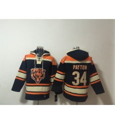 Men Chicago Bears 34 Walter Payton Navy Ageless Must Have Lace Up Pullover Hoodie Men Chicago Bears 34 Walter Payton Navy Ageless Must Have Lace Up Pullover Hoodie