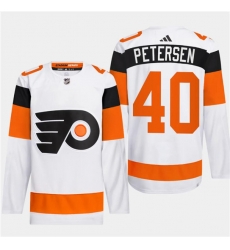 Men's Philadelphia Flyers #40 Cal Petersen White 2024 Stadium Series Stitched Jersey