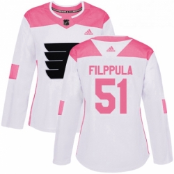 Womens Adidas Philadelphia Flyers 51 Valtteri Filppula Authentic WhitePink Fashion NHL Jersey 