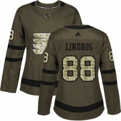 Womens Adidas Philadelphia Flyers 88 Eric Lindros Authentic Green Salute to Service NHL Jersey 