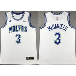 Men Minnesota Timberwolves 3 Jaden McDaniels White City Edition Stitched Jersey