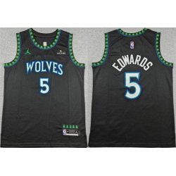 Men Minnesota Timberwolves  5 Anthony Edwards Black 2026 Statement Edition Stitched Basketball Jersey