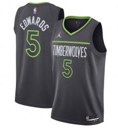 Men Minnesota Timberwolves 5 Anthony Edwards Black Statement Edition Stitched Jersey