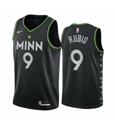 Men Nike Minnesota Timberwolves 9 Ricky Rubio Black NBA Swingman 2020 21 City Edition Jersey