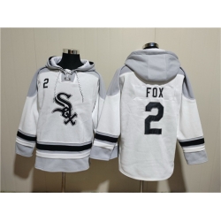 Men Chicago White Sox 2 Nellie Fox White Ageless Must Have Lace Up Pullover Hoodie