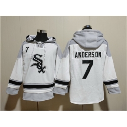 Men Chicago White Sox 7 Tim Anderson White Ageless Must Have Lace Up Pullover Hoodie