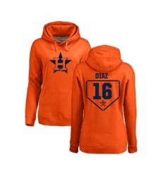 Baseball Women Houston Astros 16 Aledmys Diaz Orange RBI Pullover Hoodie