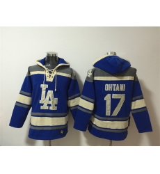 Men Los Angeles Dodgers 17 Shohei Ohtani Blue Ageless Must Have Lace Up Pullover Hoodie Men Los Angeles Dodgers 17 Shohei Ohtani Blue Ageless Must Have Lace Up Pullover Hoodie