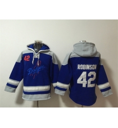 Men Los Angeles Dodgers 42 Jackie Robinson Blue Ageless Must Have Lace Up Pullover Hoodie