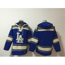 Men Los Angeles Dodgers Blank Blue Ageless Must Have Lace Up Pullover Hoodie