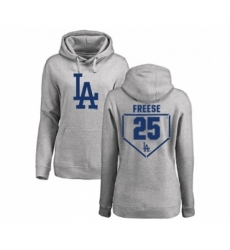 Baseball Women Los Angeles Dodgers 25 David Freese Gray RBI Pullover Hoodie