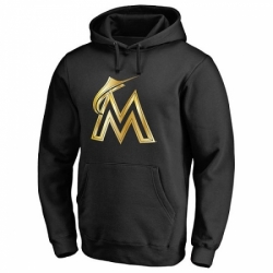 Men MLB Miami Marlins Gold Collection Pullover Hoodie Black