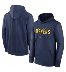 Men Milwaukee Brewers Navy 2022 Therma Performance Pullover Hoodie