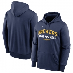 Men Milwaukee Brewers Navy Postseason Collection Therma Fleece Hoodie