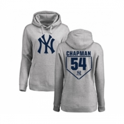 MLB Women Nike New York Yankees 54 Aroldis Chapman Gray RBI Pullover Hoodie