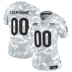 Women Cincinnati Bengals Active Player Custom 2024 F U S E Arctic Camo Salute To Service Limited Stitched Football Jersey