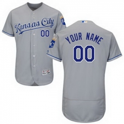 Men Women Youth All Size Kansas City Royals Majestic Road Flex Base Custom Jersey Grey