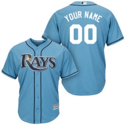 Men Women Youth All Size Tampa Bay Rays Majestic Light Blue Cool Base Custom Jersey 3