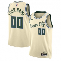 Milwaukee Bucks Nike Unisex 2025 2026 City Edition Swingman Custom Jersey Cream