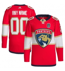 Men Florida Panthers Custom Red 2024 Stanley Cup Final Patch Stitched Jersey