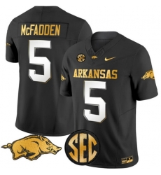Men NCAA Arkansas #5 McFADDEN Black Gold Stitched Jersey