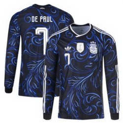 Men 7Rodrigo De Paul Argentina National Team adidas 2026 Away Replica Jersey Black 1