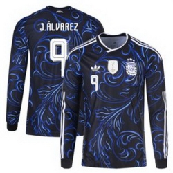 Men 9Julian Alvarez Argentina National Team adidas 2026 Away Replica Jersey Black 1