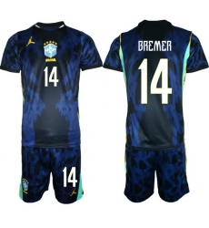 Youth Brazil 2026 FIFA World Cup Blue Away Soccer Jersey BREMER #14 Youth Brazil 2026 FIFA World Cup Blue Away Soccer Jersey BREMER #14