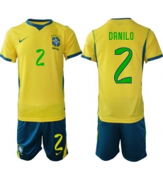 Youth Brazil 2026 FIFA World Cup Yellow Home Soccer Jersey DANILO #2 Green Youth Brazil 2026 FIFA World Cup Yellow Home Soccer Jersey DANILO #2 Green
