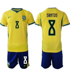 Youth Brazil 2026 FIFA World Cup Yellow Home Soccer Jersey SANTOS #8 Youth Brazil 2026 FIFA World Cup Yellow Home Soccer Jersey SANTOS #8