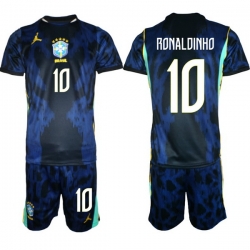Men Brazil 2026 FIFA World Cup Blue Away Soccer Jersey RONALDINHO #10