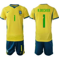 Men Brazil 2026 FIFA World Cup Yellow Home Soccer Jersey A.BECKER #1 Green