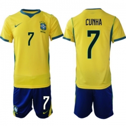 Men Brazil 2026 FIFA World Cup Yellow Home Soccer Jersey CUNHA #7