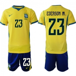 Men Brazil 2026 FIFA World Cup Yellow Home Soccer Jersey EDERSON M. #23
