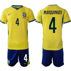 Men Brazil 2026 FIFA World Cup Yellow Home Soccer Jersey MARQUINHOS #4