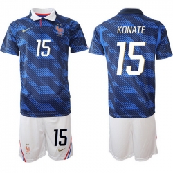 Men France 2026 FIFA World Cup Blue Soccer Jersey #15 Ibrahima Konate