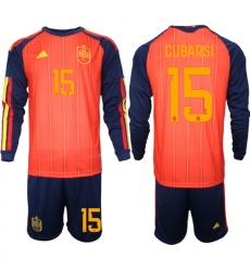 Spain 2026 FIFA World Cup Soccer Jersey Red LONG #15 CUBARSI Spain 2026 FIFA World Cup Soccer Jersey Red LONG #15 CUBARSI